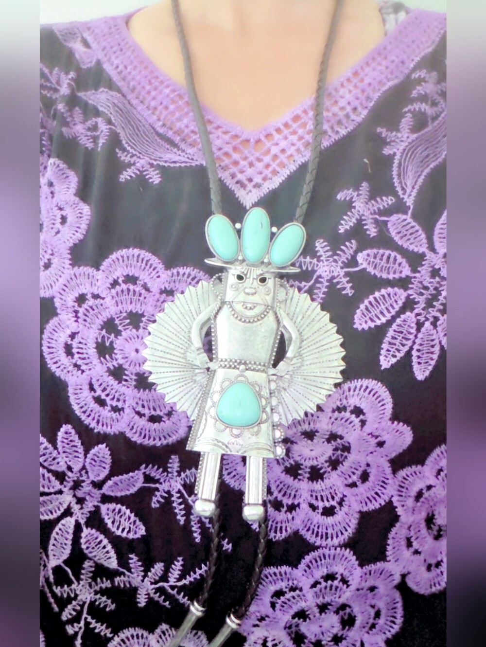 Iris Apfel Rara Avis Kachina Bolo Tie HUGE